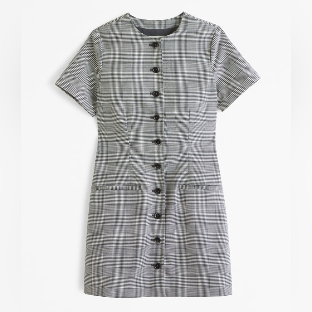 ❤️‍🔥BOGO FREE NWT Abercrombie & fitch Mara Houndstooth Short sleeve dress TALL